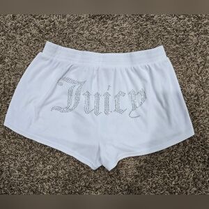 Juicy Couture White Velour Bling Shorts Size Medium Women